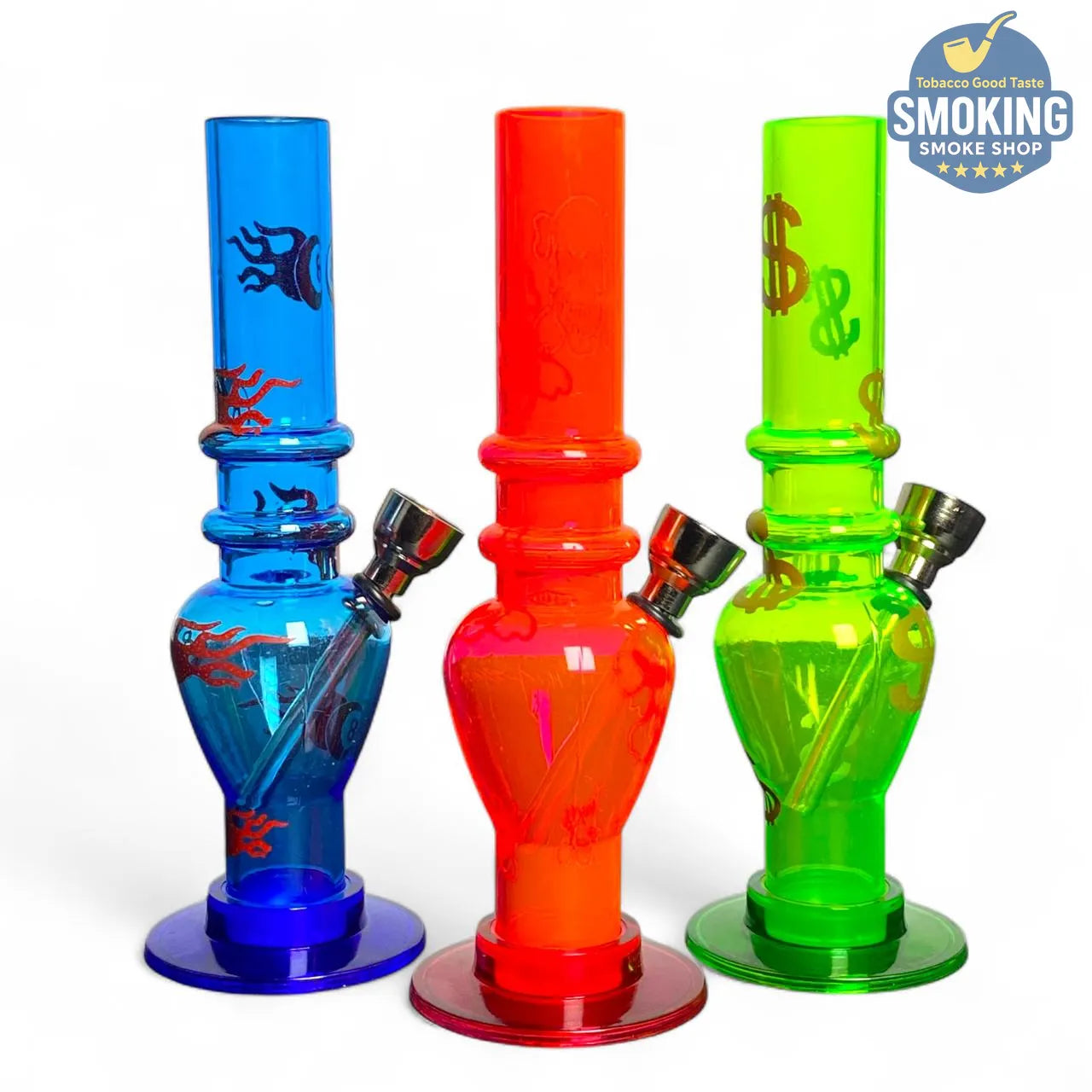 بايب ماء أكريليك صغير 16 سم – نقوش وزخارف متنوعة 🎨💧Acrylic Water Pipe —
