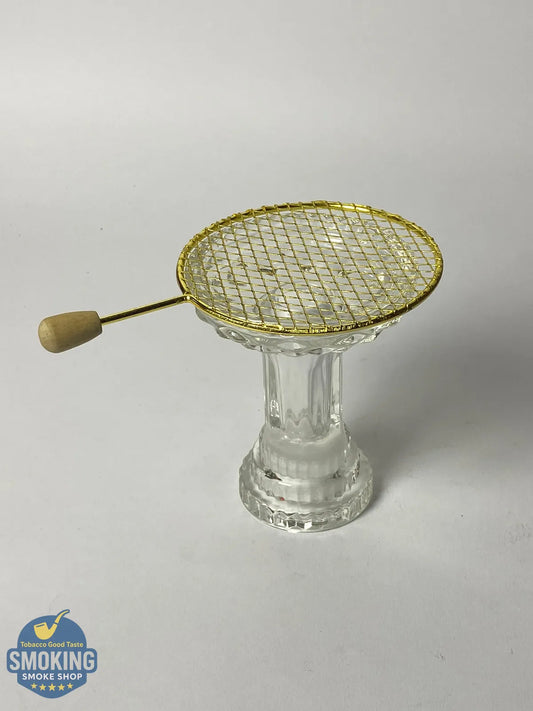 Charcoal Screen with wood Handle -  مصفاة/شبكة رأس شيشة – معدن بيد خشب تصميم مضرب
