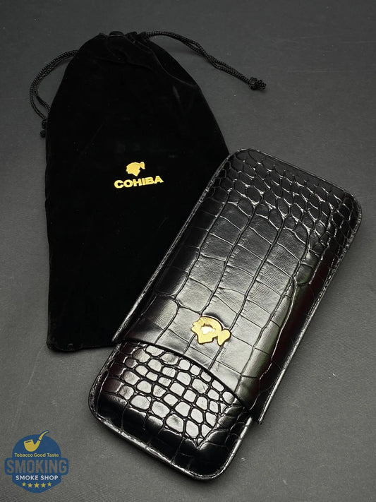 حافظة سيجار كوهيبا بثلاث قنوات مع مقص | COHIBA 3-Finger Cigar Case with Cutter