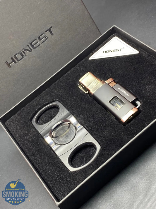 HONEST Cigar Gift Set - طقم سيجار اونست قاطع مع ولاعة سيجار طورش رباعية