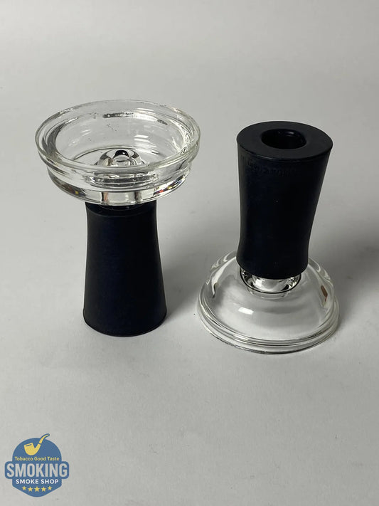 Crystal Hybrid Shisha Head - رأس شيشة هايبرد (زجاج شفاف + قاعدة سيليكون سوداء)