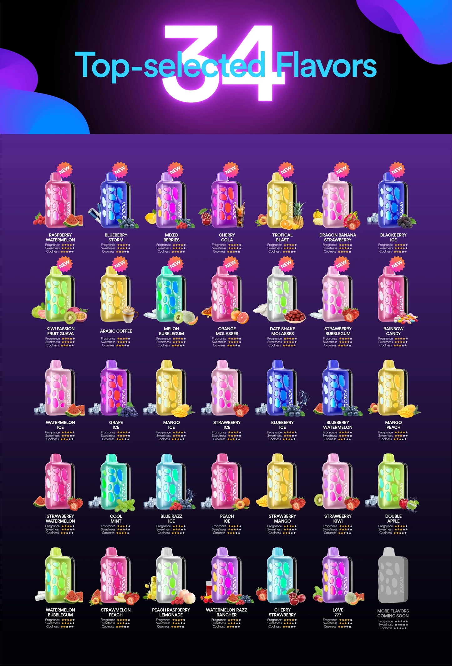 VOZOL RAVE 40K Disposable Puffs بود فوزول ريف 40 الف سحبة