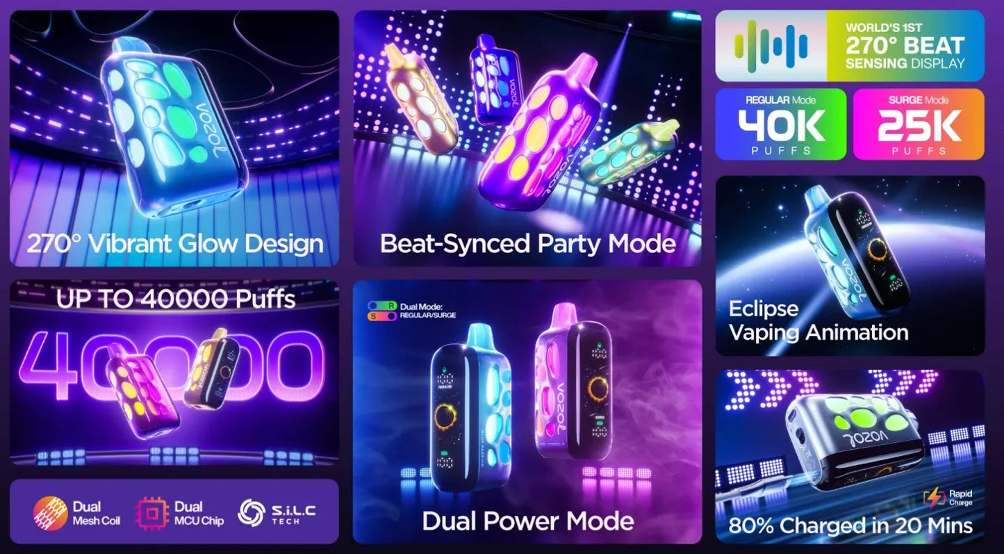 VOZOL RAVE 40K Disposable Puffs بود فوزول ريف 40 الف سحبة