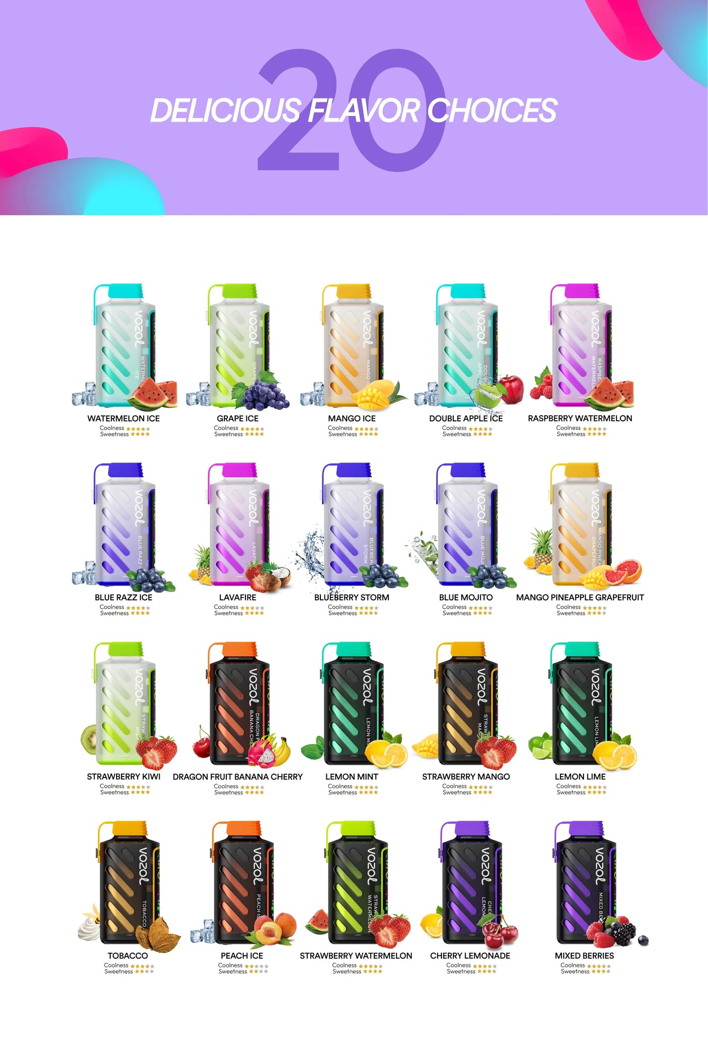 VOZOL GEAR 20K Disposable Puffs بود فوزول جير 20 الف سحبة