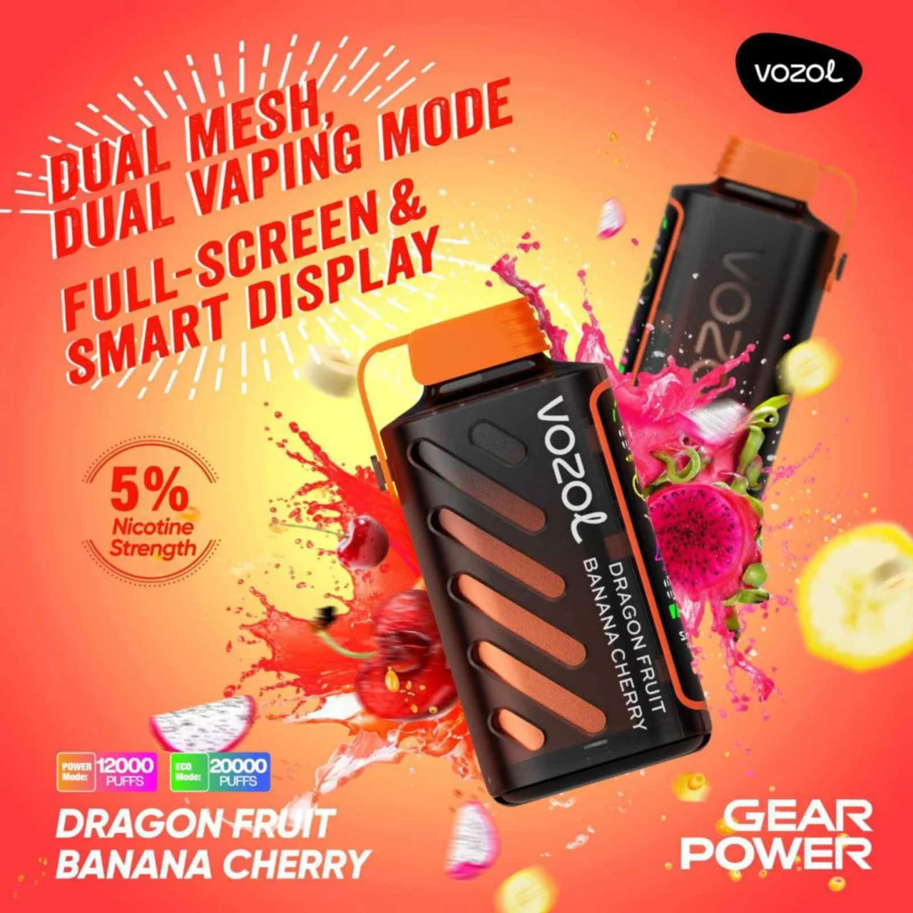 VOZOL GEAR 20K Disposable Puffs بود فوزول جير 20 الف سحبة