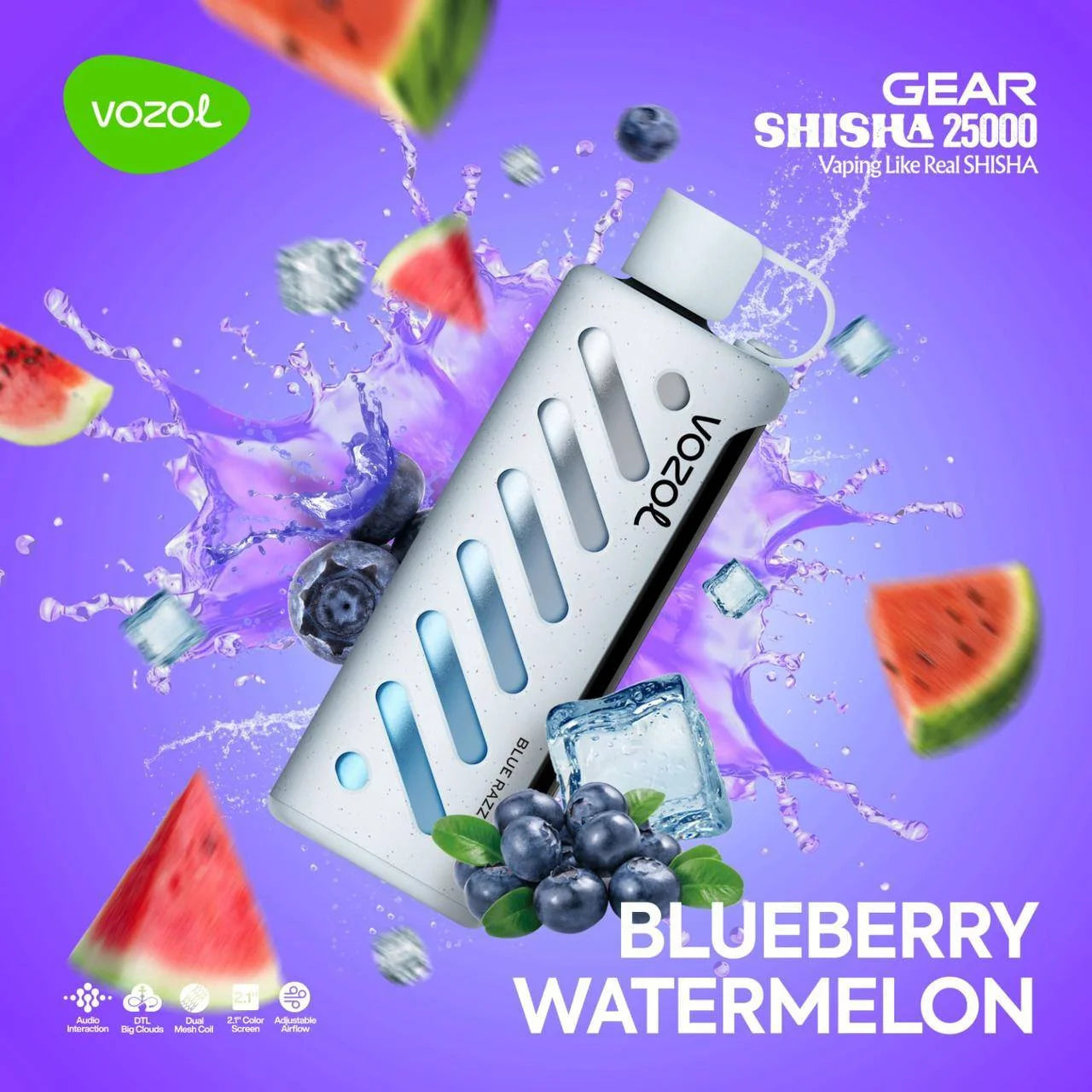 VOZOL GEAR SHISHA 25K Disposable Pufss بود فوزول جير شيشة 25 الف سحبة