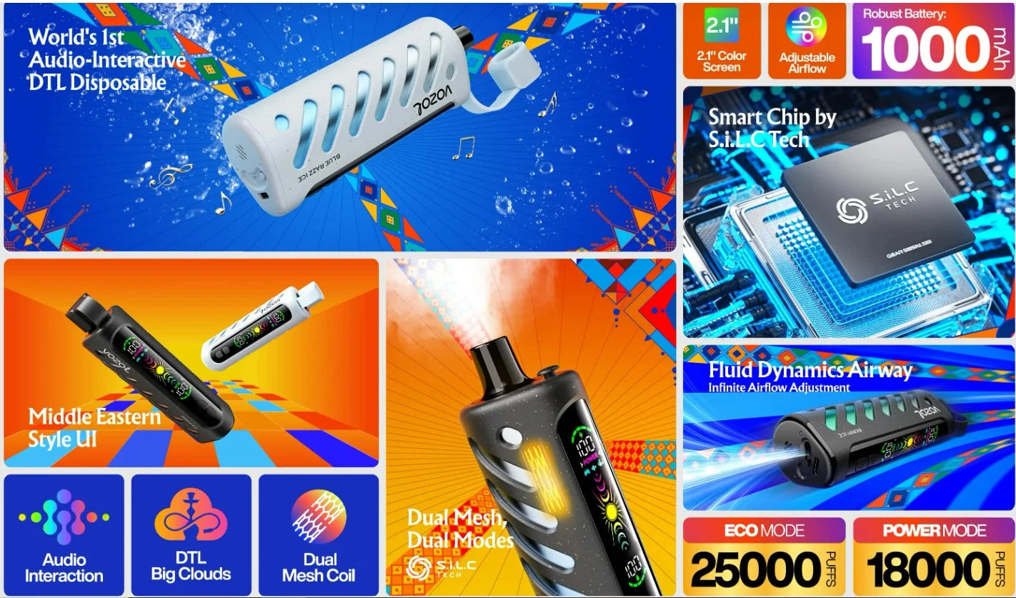 VOZOL GEAR SHISHA 25K Disposable Pufss بود فوزول جير شيشة 25 الف سحبة