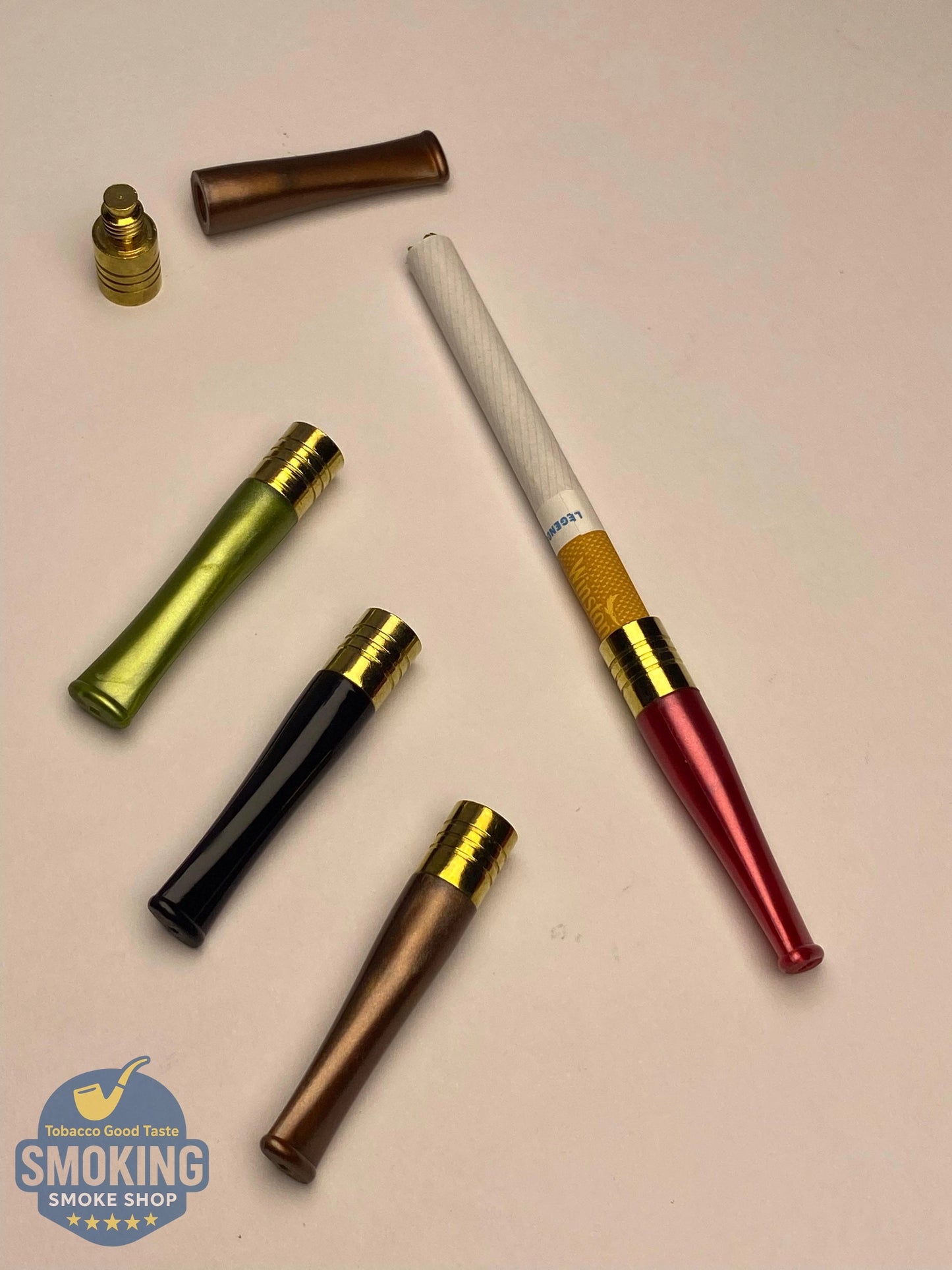 Yellow copper Colored Cigarette Holder مبسم سجاير الوان برأس نحاسي لامعة