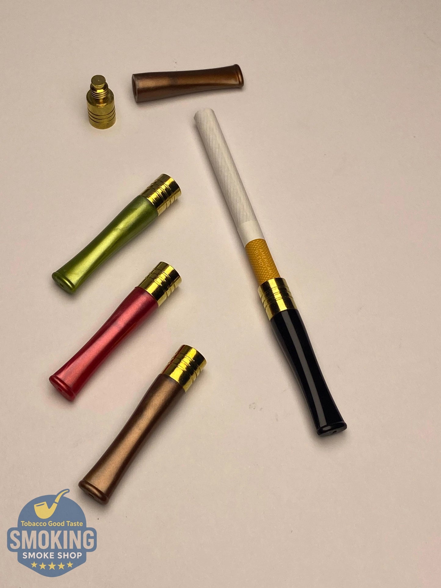 Yellow copper Colored Cigarette Holder مبسم سجاير الوان برأس نحاسي لامعة