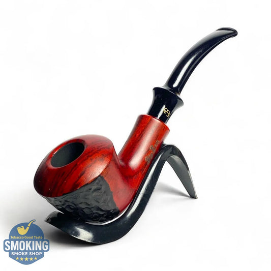 Big Ben Bent Apple Half-Rusticated Briar Pipe (9mm) — بايب بيج بِن أبل منحني بريار تشطيب مزدوج (فلتر 9 مم)