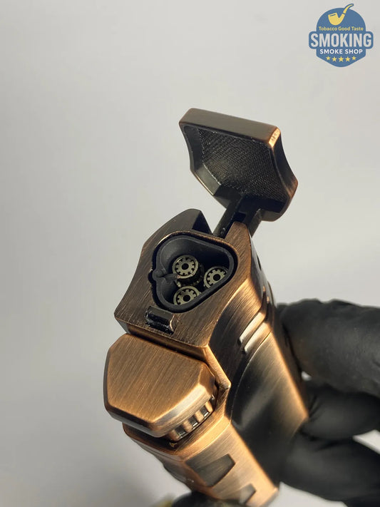 HONEST Triple-Jet Torch Lighter with Built-in Cigar Punch – Antique Copper | ولاعة HONEST تريبل فلام مع سن بانش مدمج – لون نحاسي عتيق