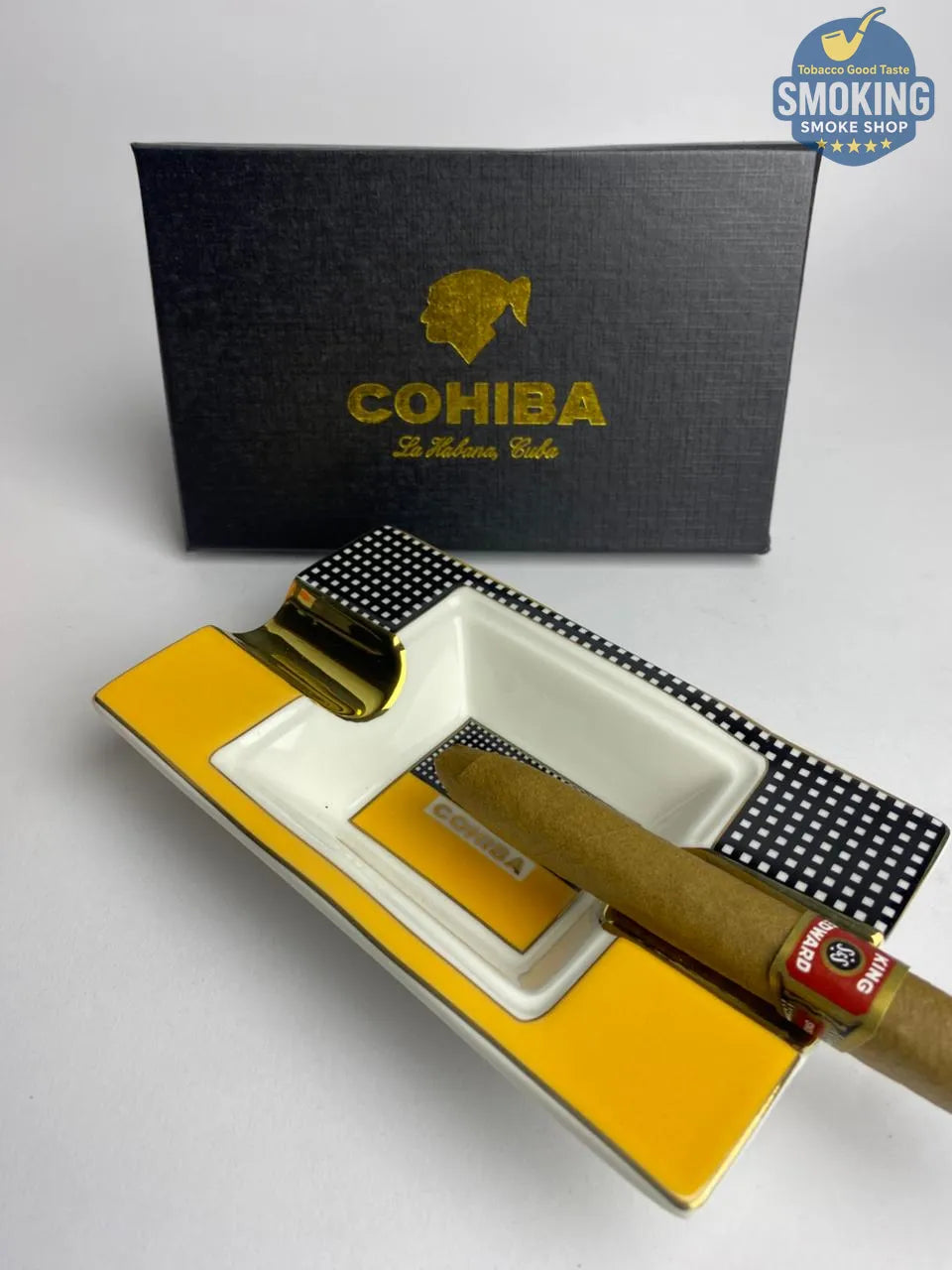 COHIBA Ceramic Cigar Ashtray — طفاية سيجار كوهيبا سيراميك فاخرة علي شكل مستطيل