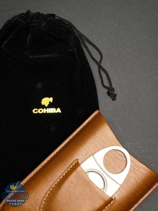 حافظة سيجار كوهيبا ثلاثية مع قاطع | COHIBA 3-Finger Cigar Case with Cutter