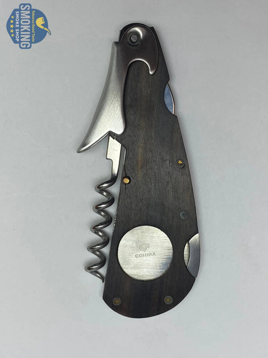 أداة سيجار متعددة الوظائف كوهيبا (قاطع + بنش + فتّاحة) | COHIBA Multi-Tool Cigar Cutter & Punch with Corkscrew