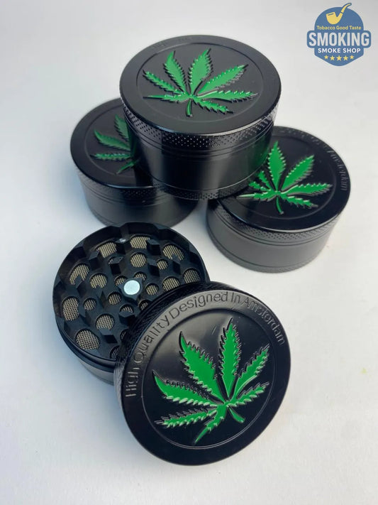 D&K Amsterdam Tobacco Grinder — مطحنة تبغ أمستردام معدن سيلفر واسود