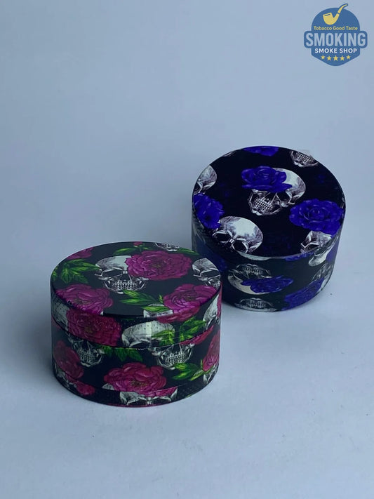 🌹💀 جريندر جماجم وزهور معدني 4 قطع — Skull & Roses Tobacco Grinder