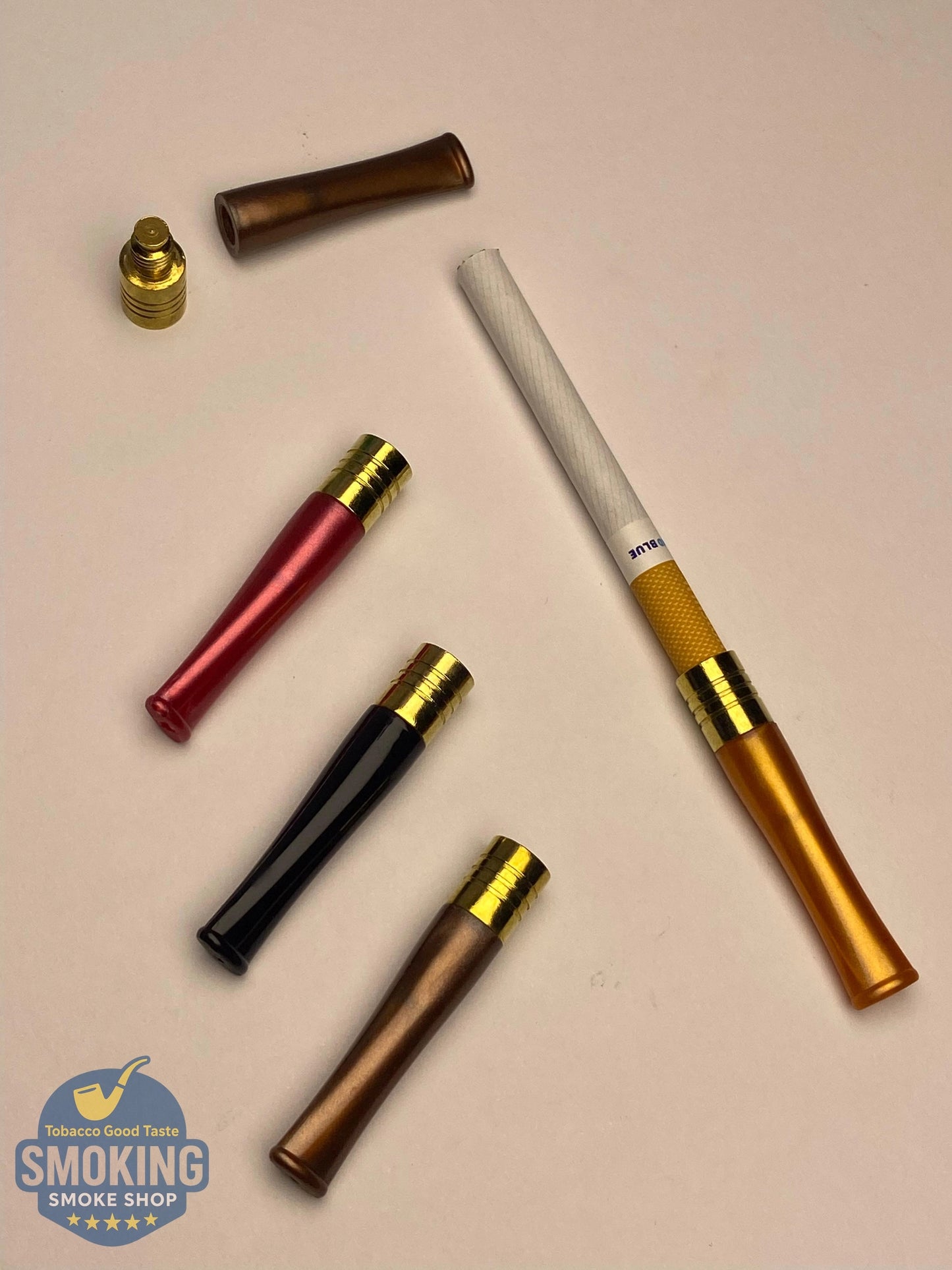 Yellow copper Colored Cigarette Holder مبسم سجاير الوان برأس نحاسي لامعة