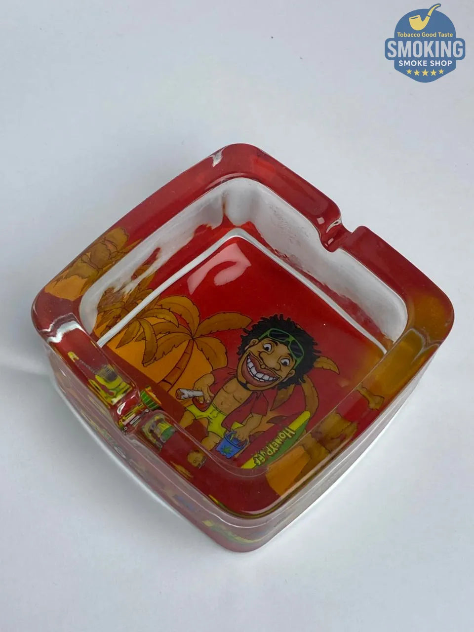 Honey Puff Glass Ashtray — طفاية سجائر هاني باف زجاجية مربعة بطبعات متنوعة🌀🔥