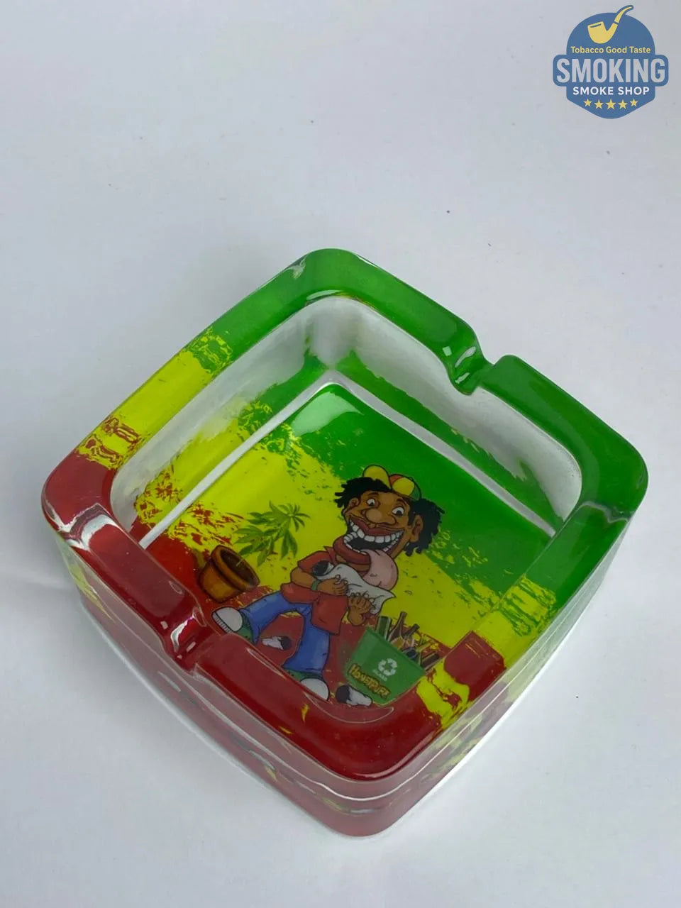 Honey Puff Glass Ashtray — طفاية سجائر هاني باف زجاجية مربعة بطبعات متنوعة🌀🔥