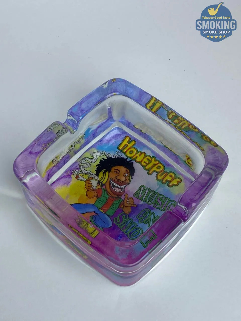 Honey Puff Glass Ashtray — طفاية سجائر هاني باف زجاجية مربعة بطبعات متنوعة🌀🔥