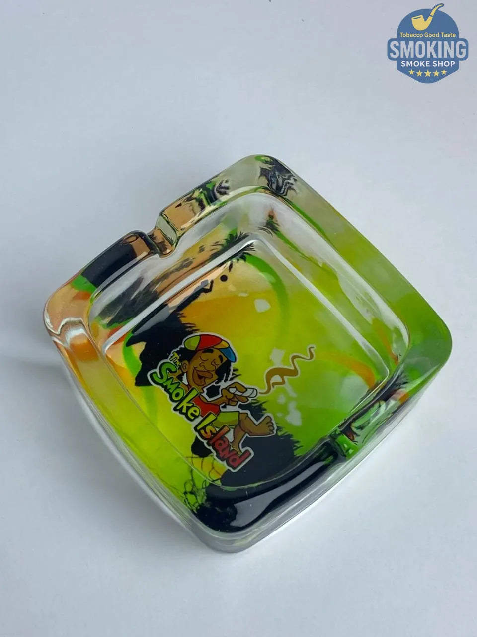 Honey Puff Glass Ashtray — طفاية سجائر هاني باف زجاجية مربعة بطبعات متنوعة🌀🔥