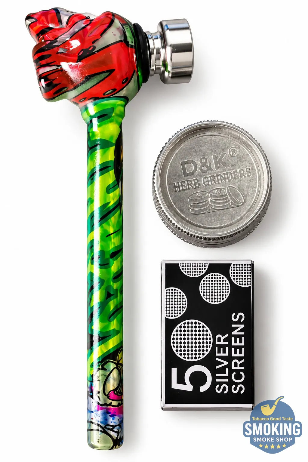D&K Leaf Glass Pipe — مدواخ زجاجي ملون دي آند كيه بنقشة أوراق نبات