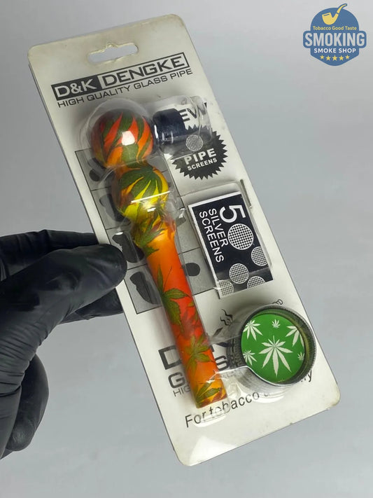 D&K Leaf Glass Pipe — مدواخ زجاجي ملون دي آند كيه بنقشة أوراق نبات