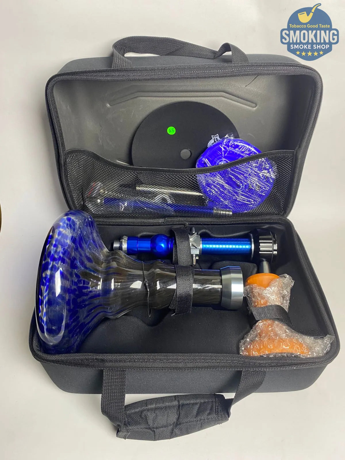 شيشة يحيي اليجانس ياقوت ازرق – طقم كامل بشنطة Yehia elegance Hookah Set – Travel Case Edition