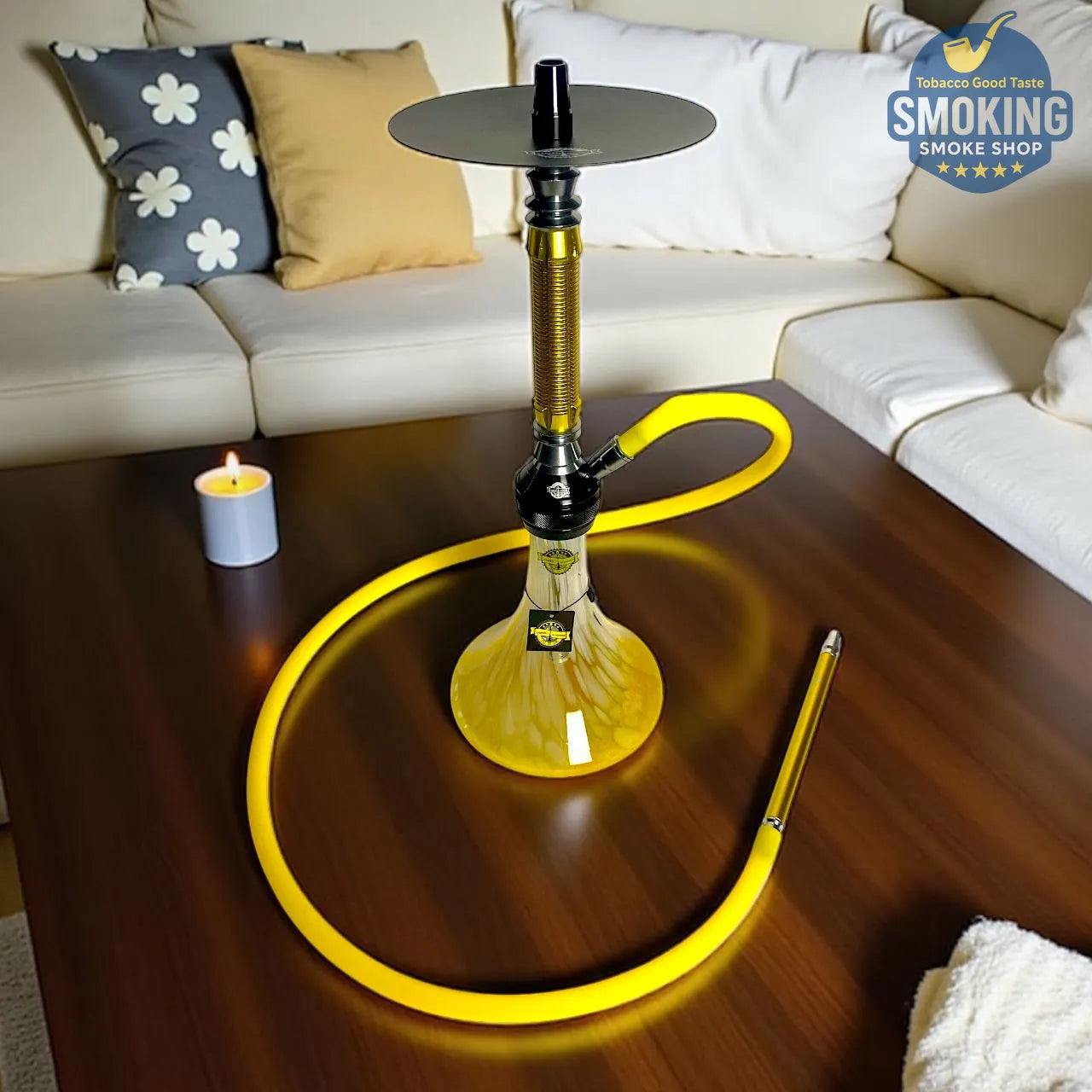 شيشة ملك الزمان اصدار اصفر – طقم كامل بشنطة Malek El Zaman Hookah Set – Travel Case Edition