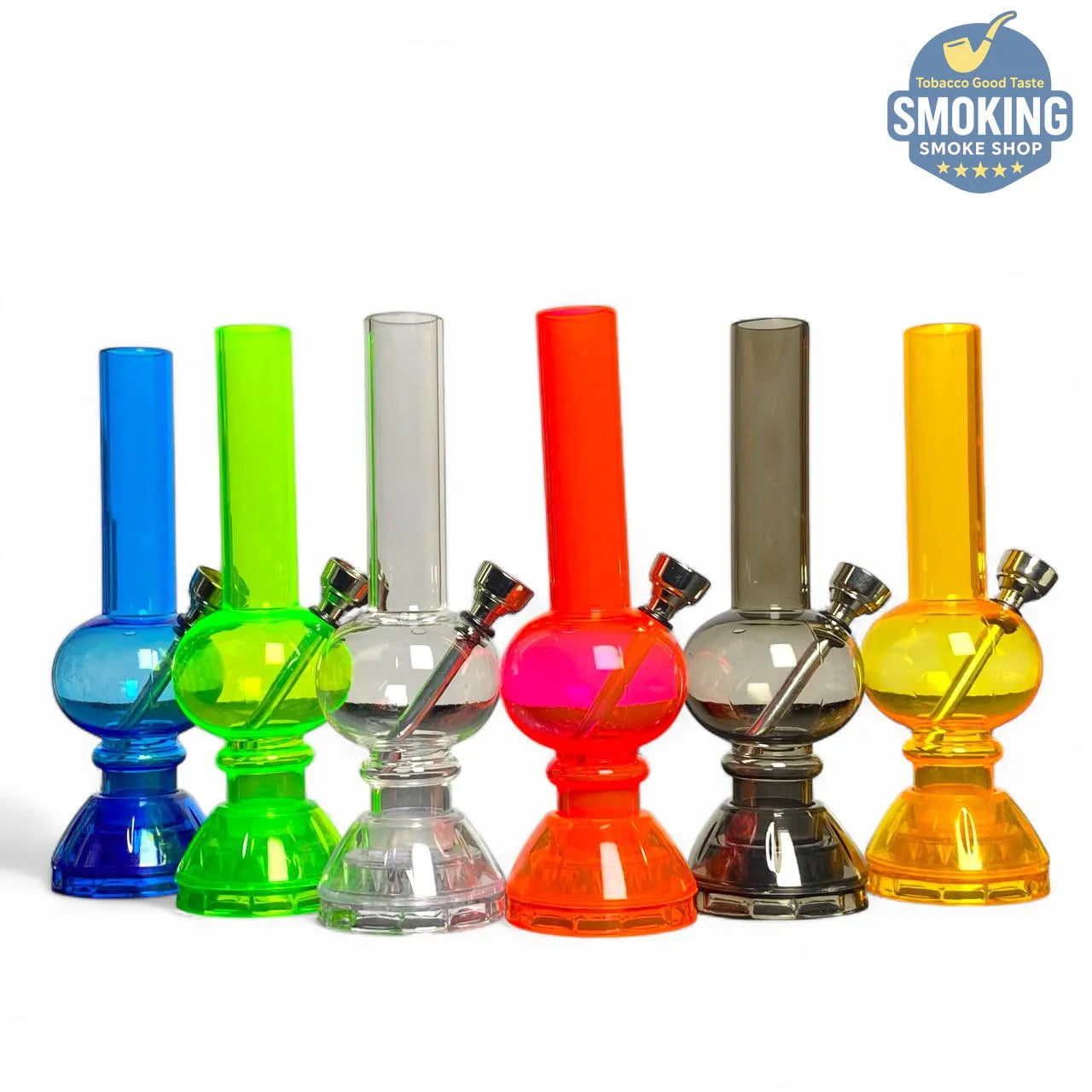 Acrylic Water Pipe with Built-in Grinder — بايب مائي أكريليك بمطحنة تبغ مدمجة 16 سم (ألوان متعددة)