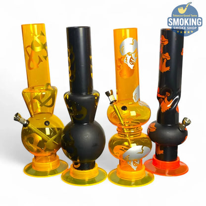 🔥🍃 بونج أكريليك 30 سم – طراز الدبل فقاعـة بطبعات مميّزة __Acrylic long Bong Multi colors