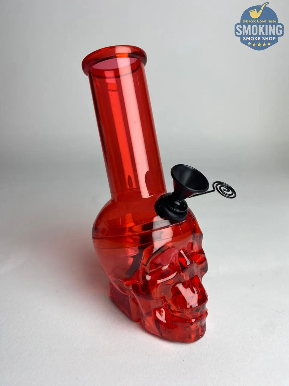 🧠💨 Acrylic Skull Water Pipe — بونج أكريليك قصير شكل جمجمة مع حجر معدني أسود