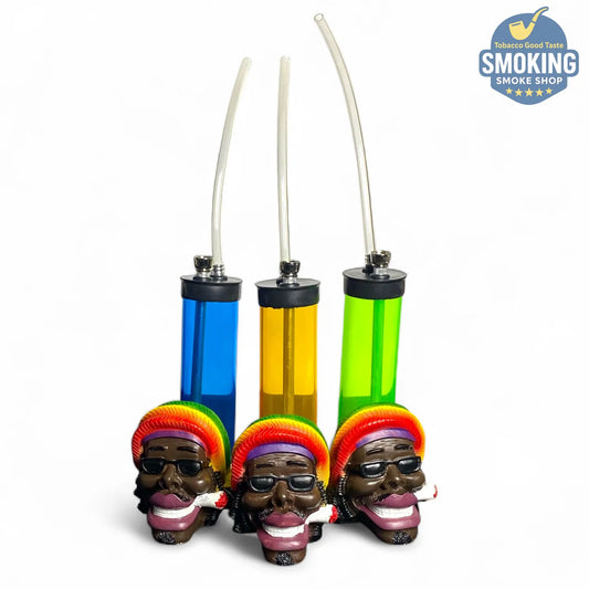 Acrylic Water Pipe with Rasta Base – Mouthpiece or Optional Silicone Hose __ بايب أكريليك بقاعدة «راستا» مع خيار خرطوم مرن 🫧🎨