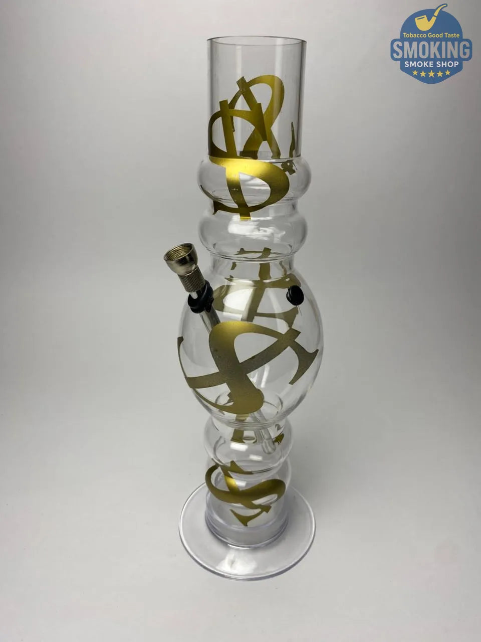 🔥🍃 بونج أكريليك 30 سم – طراز الدبل فقاعـة بطبعات مميّزة __Acrylic long Bong Multi colors