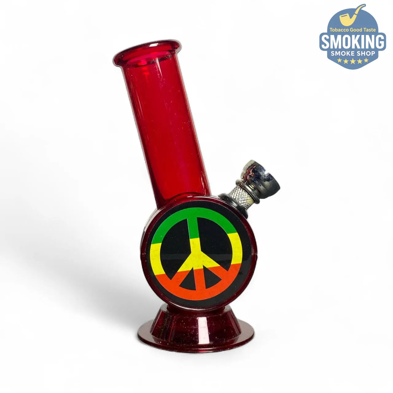 بايب مياه أكريليك صغير 12.5 سم – تصميم ريجاي/بيس | Mini Acrylic Water Pipe (Rasta/Peace)