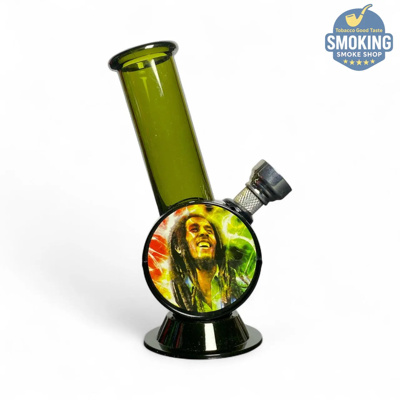 بايب مياه أكريليك صغير 12.5 سم – تصميم ريجاي/بيس | Mini Acrylic Water Pipe (Rasta/Peace)