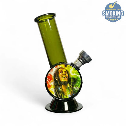بايب مياه أكريليك صغير 12.5 سم – تصميم ريجاي/بيس | Mini Acrylic Water Pipe (Rasta/Peace)