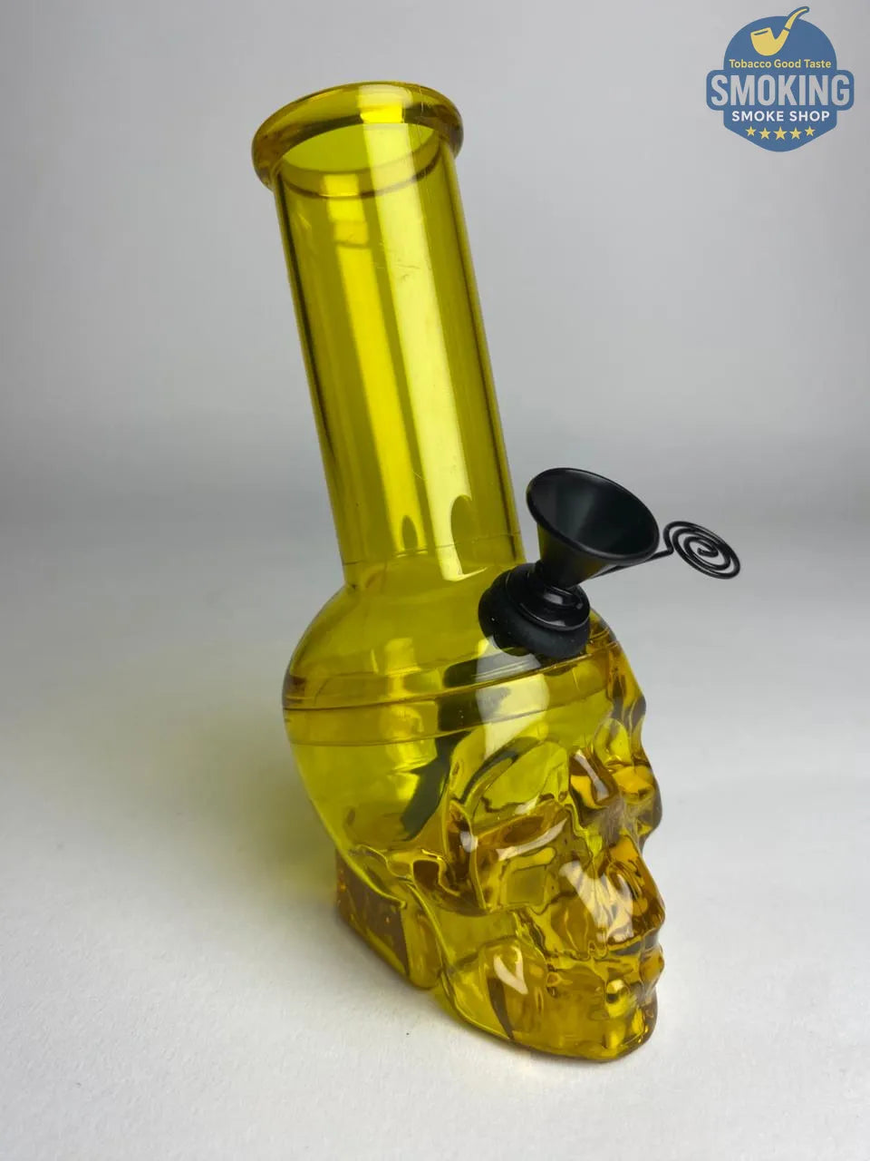 🧠💨 Acrylic Skull Water Pipe — بونج أكريليك قصير شكل جمجمة مع حجر معدني أسود