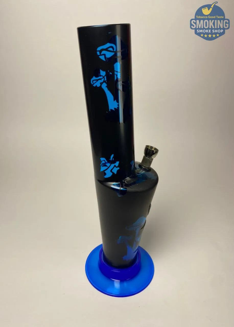 🔥🍃 بونج أكريليك 30 سم – طراز الدبل فقاعـة بطبعات مميّزة __Acrylic long Bong Multi colors