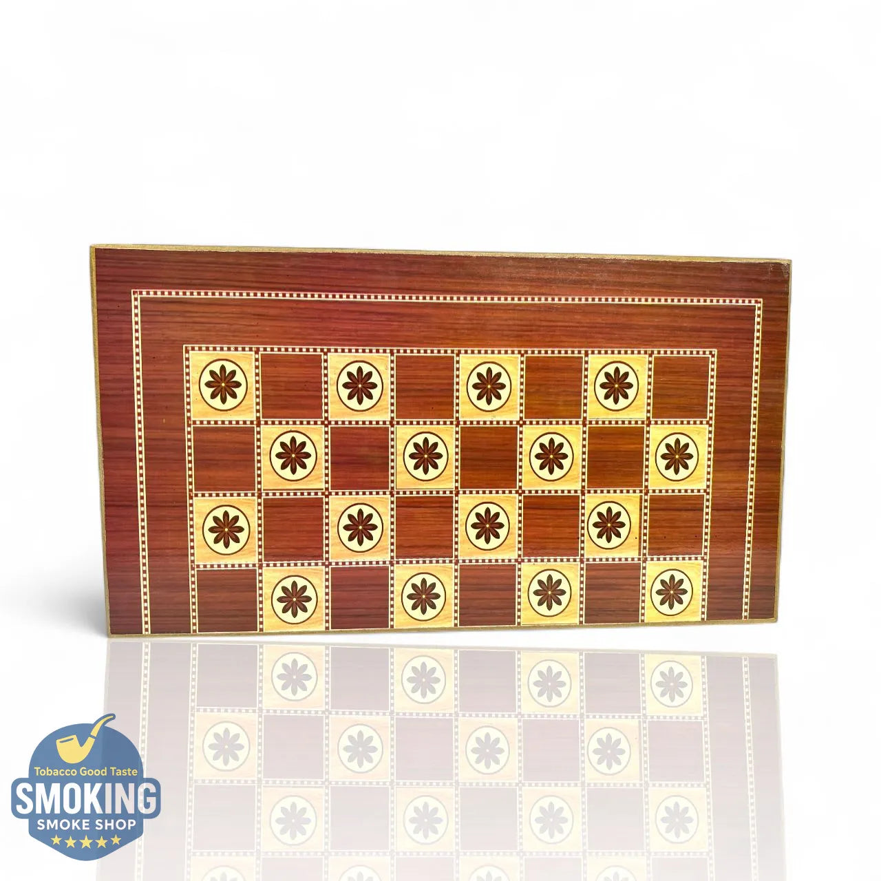 Backgammon طاولة زهر خشب مزخرف (وجهين) — مع قشاط ونرد