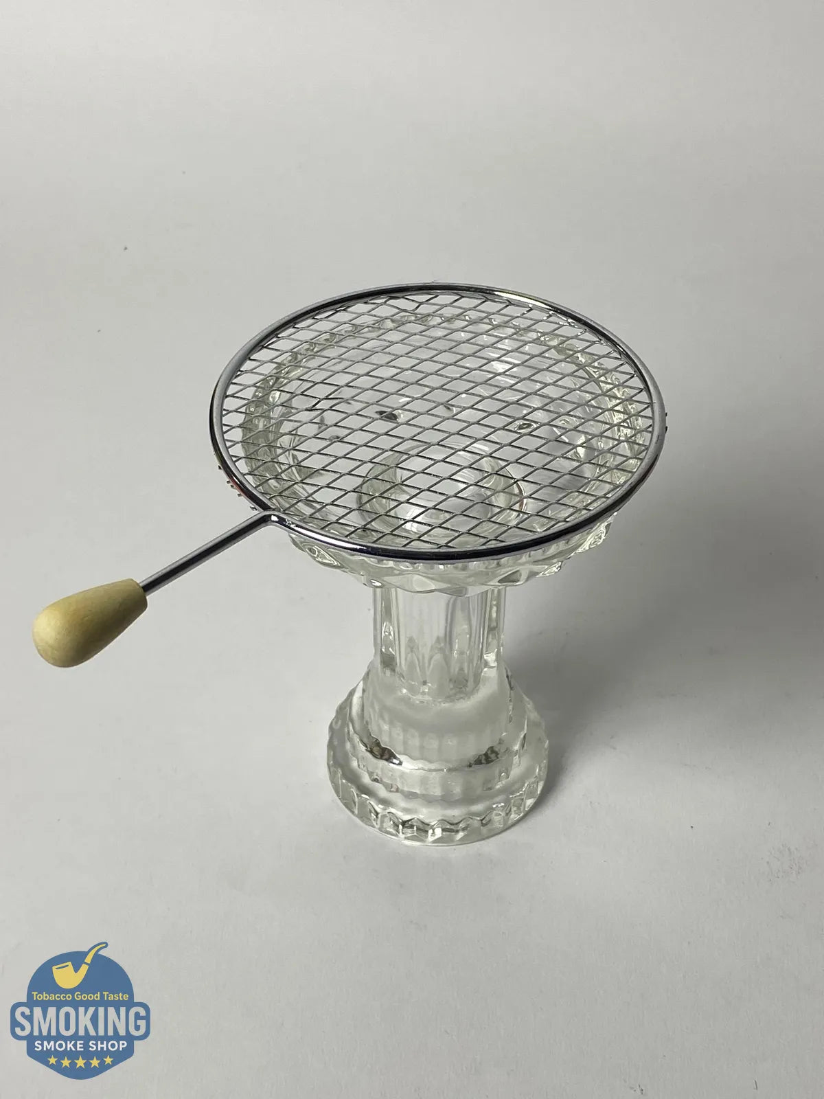 Charcoal Screen with wood Handle -  مصفاة/شبكة رأس شيشة – معدن بيد خشب تصميم مضرب
