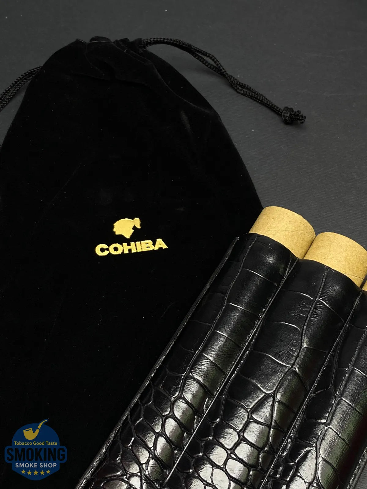 حافظة سيجار كوهيبا بثلاث قنوات مع مقص | COHIBA 3-Finger Cigar Case with Cutter