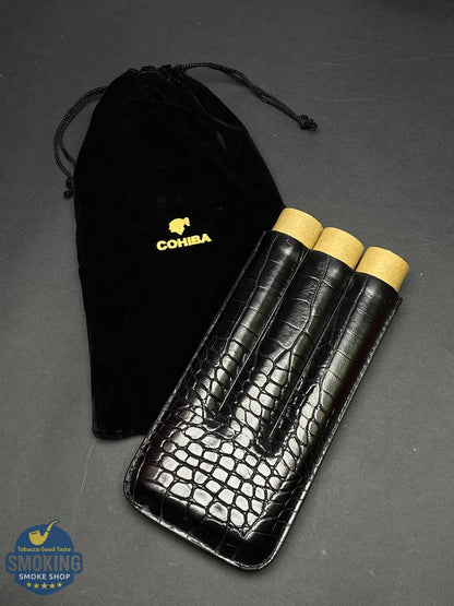 حافظة سيجار كوهيبا بثلاث قنوات مع مقص | COHIBA 3-Finger Cigar Case with Cutter