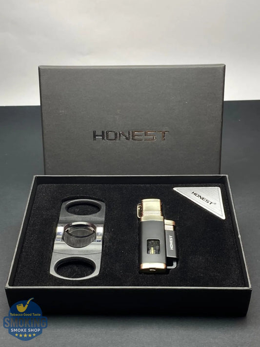 HONEST Cigar Gift Set - طقم سيجار اونست قاطع مع ولاعة سيجار طورش رباعية