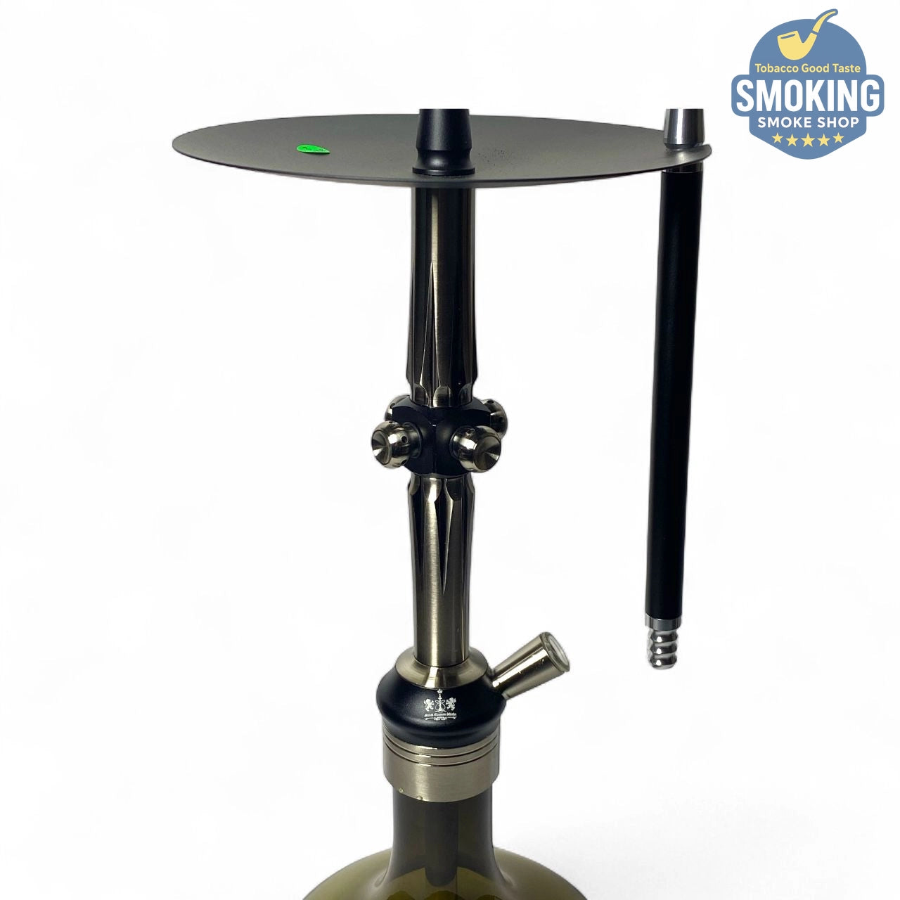 Malek Elzaman black glass 50 CM shisha with pack -  ملك الزمان شيشة زجاج اسود 50 سم مع شنطة