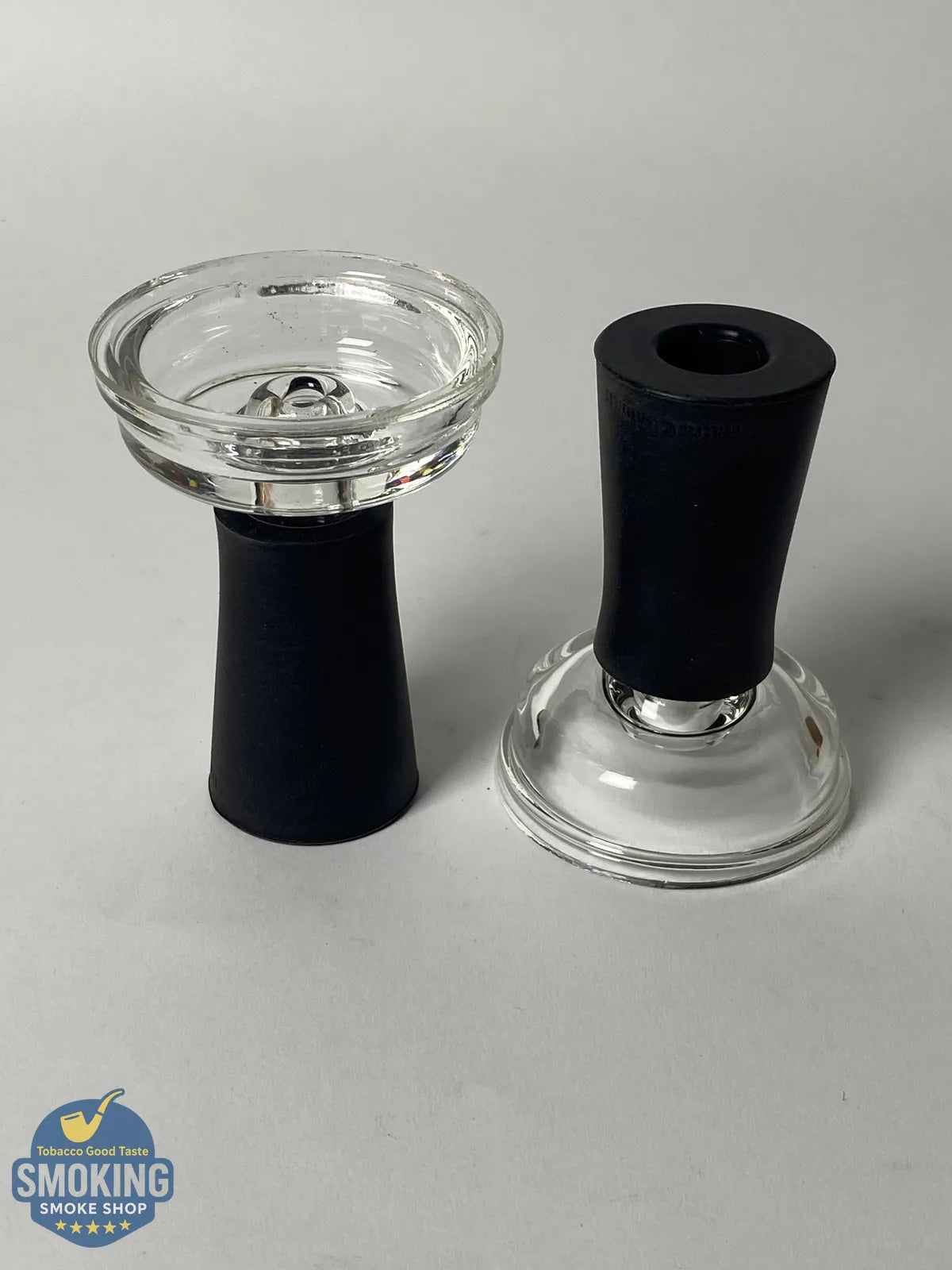 Crystal Hybrid Shisha Head - رأس شيشة هايبرد (زجاج شفاف + قاعدة سيليكون سوداء)