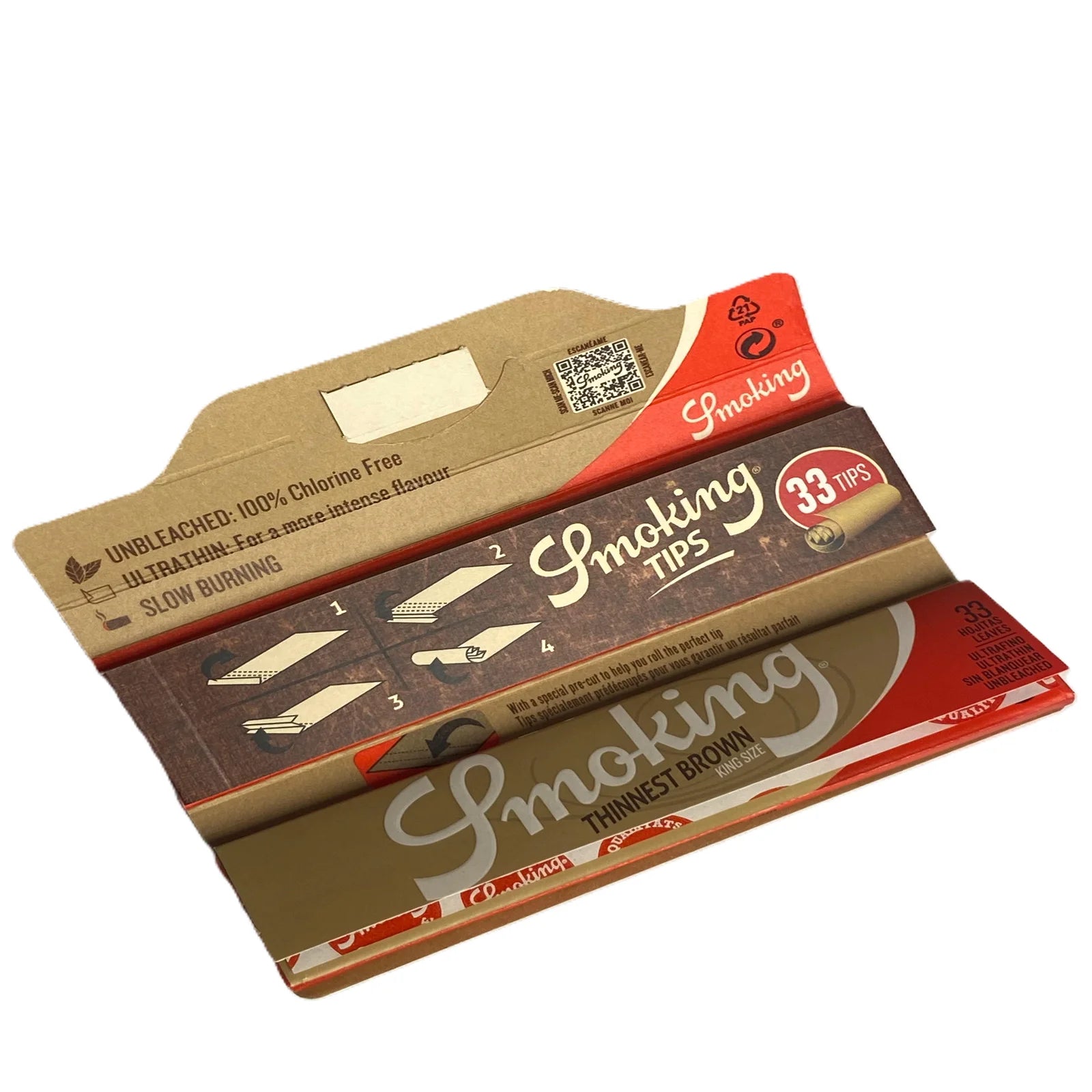 Smoking Thinnest Brown King Size + Tips سموكنج بني رفيع تبات طويل 