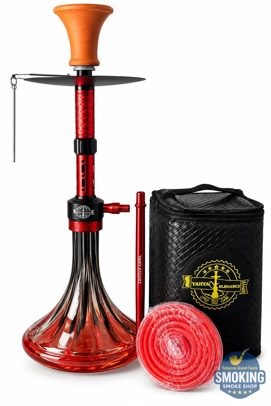 شيشة يحيي اليجانس اصدار احمر – طقم كامل بشنطة Yehia elegance Hookah Set – Travel Case Edition 55 سم 