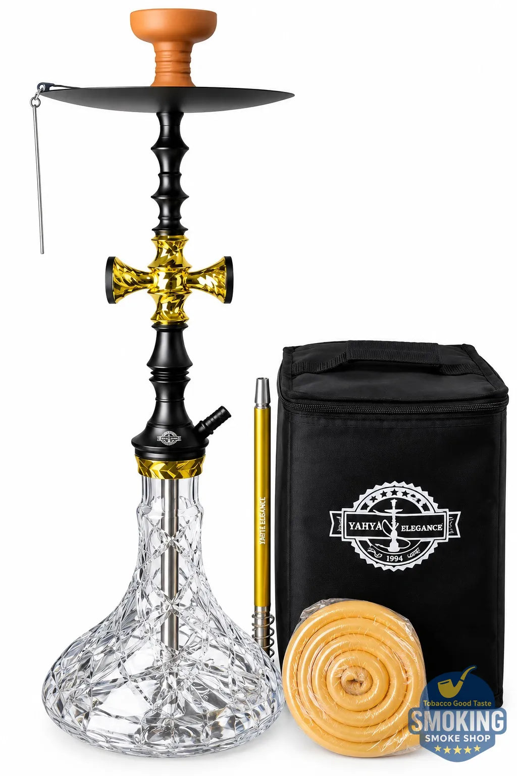 Yahya Elegance Hookah — شيشة يحيى اليجانس70  سم الجديدة 💨🔥 اسود وذهبي 