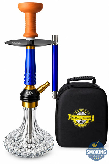 شيشة يحيي اليجانس اصدار ازرق  45 سم – طقم كامل بشنطة Yahya Hookah Hookah Set – Travel Case Edition 